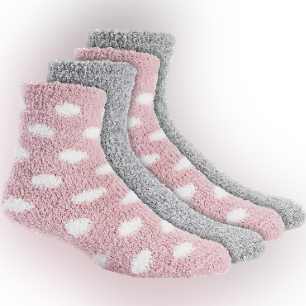 CHARTER CLUB SUPER SOFT SOCKS PINK WHITE POLKA DOT GRAY SHOE SZ6-10 SOCK SZ9-11